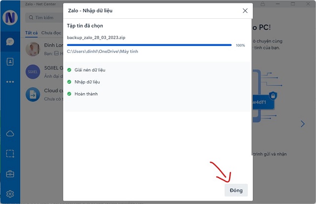 Cách Phục hồi lời nhắn Zalo bên trên PC Windows